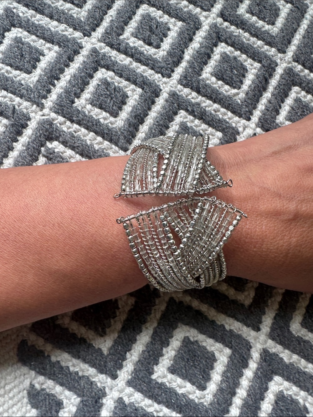 Silver Beaded Multi-Strand Women’s Bracelet